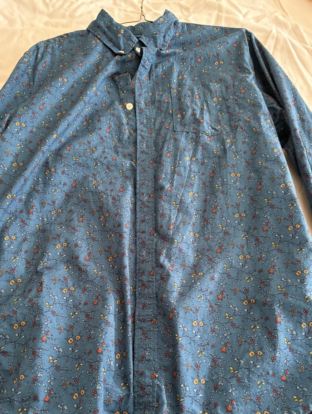 GAP Blue Floral Button-Down Shirt with Multicolored Print